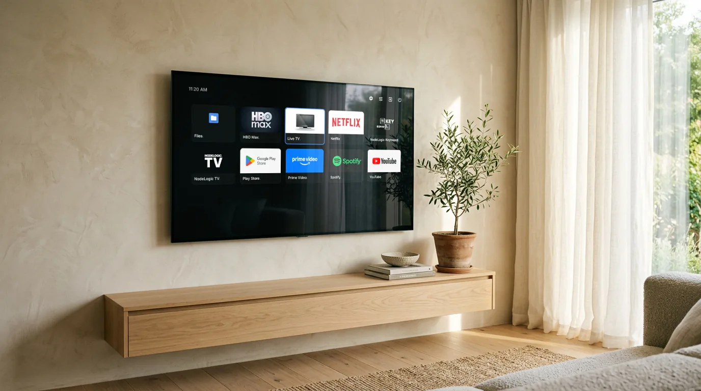 A NodeLogic Home numa televisão de sala