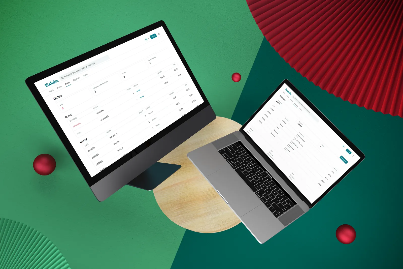Os relatórios da Vintedex no computador e no portátil