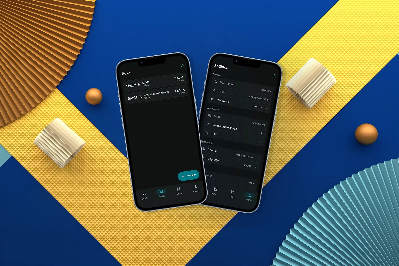 As caixas e as definições na app Android da Vintedex